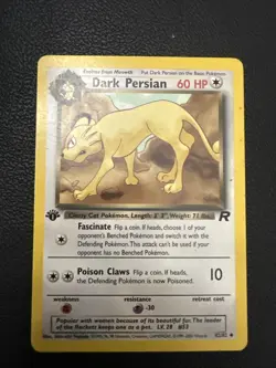 Dark Persian 42/82 1st Edition LP Team Rocket Non Holo Pokemon Card vintage - Image 1