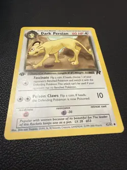 Dark Persian 42/82 1st Edition LP Team Rocket Non Holo Pokemon Card vintage - Image 2