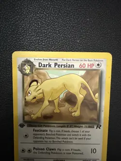 Dark Persian 42/82 1st Edition LP Team Rocket Non Holo Pokemon Card vintage - Image 3