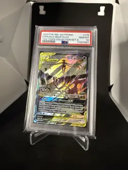 PSA 10 GEM MINT Espeon & Deoxys GX 175 Tag Team Pokemon SM Promo Card Indonesian - Image 2