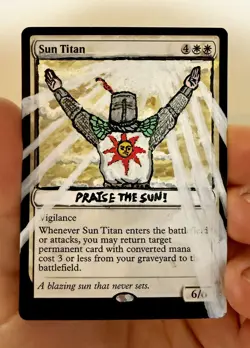 Magic the Gathering MTG Hand Painted Altered Dark Souls Solaire Sun Titan - Image 1