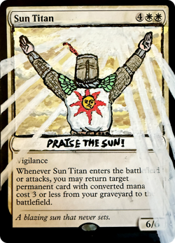 Magic the Gathering MTG Hand Painted Altered Dark Souls Solaire Sun Titan - Image 2