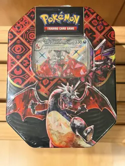 Pokemon TCG Paldean Fates Charizard Tin (4 Packs) Factory Sealed - Image 1