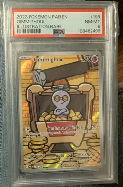 2023 Pokemon Paradox Rift Gimmighoul Illustration Rare #198 PSA 8 NM-MT - Image 1