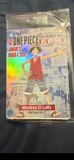 Bandai Namco One Piece Card Game Monkey D. Luffy College Basketball US Voyage S… - Image 1