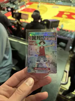 One Piece Monkey D. Luffy US Voyage College Basketball Promo Card Rutgers - Image 1
