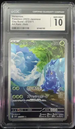 CGC 10 Heracross #072 Clay Burst Japanese Art Rare Gem Mint Graded Pokemon Card - Image 1
