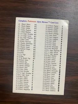 Pokemon Trading Card Game Card List - Jungle, Fossil & Base Set - Unmarked - Image 2