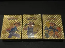 55 PCS Gold Cards Vmax V EX GX Rare Golden Cards TCG Deck Box Gold 3 PACK NWT - Image 1