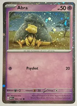 Abra 063/165 (NM) •SWIRL• Cosmo Holo Scarlet & Violet: 151 2023 Pokemon Card - Image 1