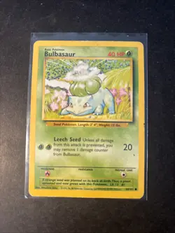Vintage Pokemon Card - Bulbasaur 044/102 Base Set - Shadowless - MP/HP - Image 1