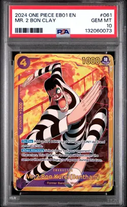 2024 ONE PIECE EB01-EXTRA BOOSTER -MEMORIAL COLLECTION MR. 2 BON CLAY PSA 10 - Image 1