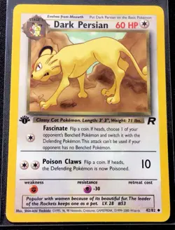 2000 Pokemon #42/82 Dark Persian! 1st Edition! Team Rocket! ENN Cards - Image 1