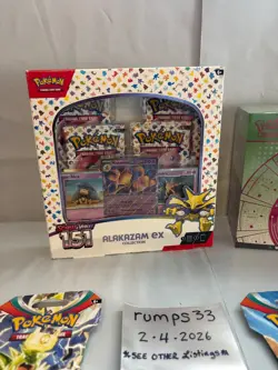 Pokemon TCG Scarlet & Violet 151 Alakazam ex Collection Box + Sealed Lot - Image 2
