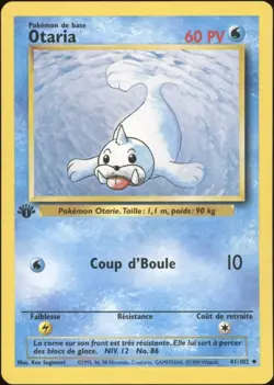 1999 Pokemon FRENCH 1st Edition Base Set Otaria-Seel 41/102 EX-MT - Image 1