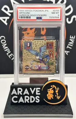 1999 POKEMON AMADA SUPER DX ARTICUNO GOLD STICKER #D155 PSA 8 - Image 2