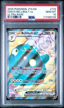 Pokemon GRADED 2025 Iono's Bellibolt ex 172 FA Journey Together PSA 10 English - Image 1