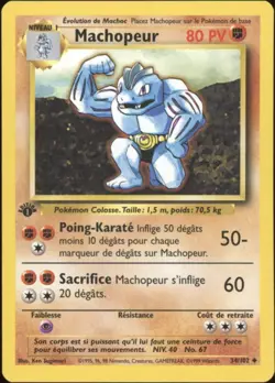 1999 Pokemon FRENCH 1st Edition Base Set Machopeur-Machoke 34/102 EX-MT - Image 1