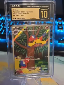 🔥 💥 ARCHEN 129/086 Certified Pristine 10 Cgc White Flare Art Rare Pokemon Holo - Image 1