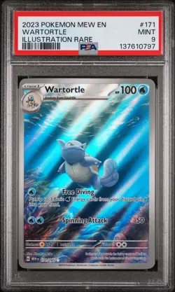 2023 Pokemon TCG Mew En Wartortle 171/165 Illustration Rare PSA MINT 9 - Image 1