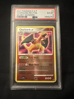 2007 POKEMON DIAMOND & PEARL SECRET WONDERS #3 CHARIZARD-REVERSE FOIL PSA 6 - Image 1