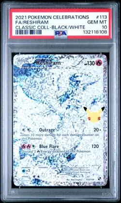 PSA 10 Pokemon TCG Reshiram Full Art Holo Card 113/114 Celebrations Collection💎 - Image 1