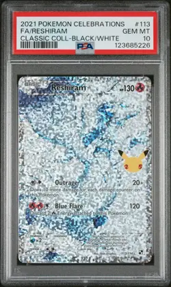 PSA 10 Pokemon TCG Reshiram Full Art Holo Card 113/114 Celebrations Collection💎 - Image 1