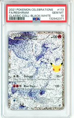 PSA GEM MT 10 Pokemon TCG Reshiram 113/114 Celebrations: Classic Collection Holo - Image 1