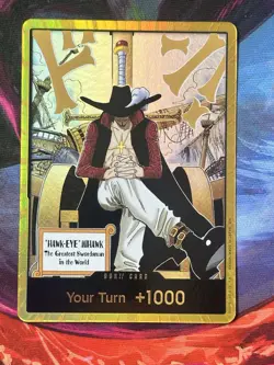 Dracule Mihawk OP14 Gold Don!! Manga Azure Sea's Seven One Piece Card English - Image 1