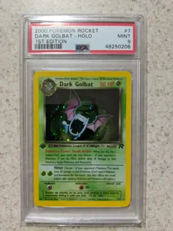 2000 Pokemon Team Rocket 1st Edition #7 Dark Golbat - Holo PSA 9 MINT - Image 1