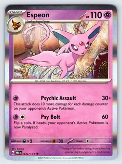 Espeon 033/131 2025 Prismatic Evolutions Pokemon Card TCG Nintendo Holo Rare Nm - Image 1