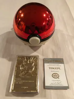 TOGEPI Pokemon Special Edition 23 Karat Gold-Plated Trading Card, COA & Pokeball - Image 2