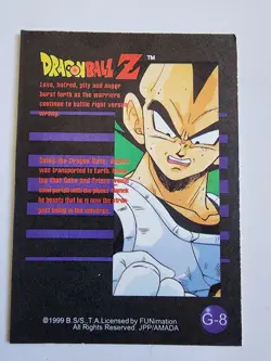 Dragon Ball Z 1999 G-8 Gold Vegeta Card - Image 2