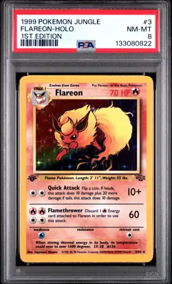 1999 POKEMON JUNGLE 1ST ED #3 FLAREON-HOLO PSA 8 - Image 1
