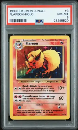 1999 POKEMON JUNGLE #3 FLAREON-HOLO PSA 8 - Image 1