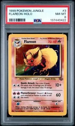 1999 POKEMON JUNGLE #3 FLAREON-HOLO PSA 8 - Image 1