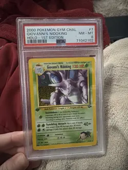 Pokemon 2000 Gym Challenge #7 Giovanni's Nidoking Holo 1st Edition PSA 8 Mint - Image 1