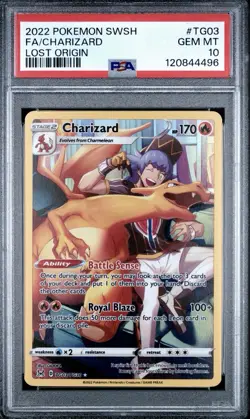 2022 POKEMON SWORD & SHIELD LOST ORIGIN #TG03 FULL ART/CHARIZARD PSA 10 - Image 1