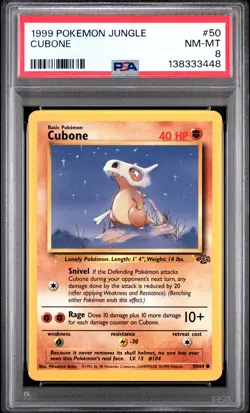 1999 POKEMON JUNGLE #50 CUBONE PSA 8 - Image 1