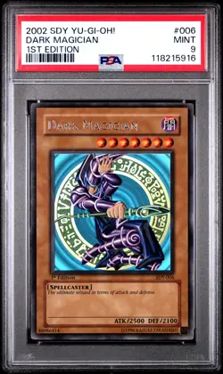 2002 YU-GI-OH! STARTER DECK: YUGI 1ST ED #006 DARK MAGICIAN PSA 9 - Image 1