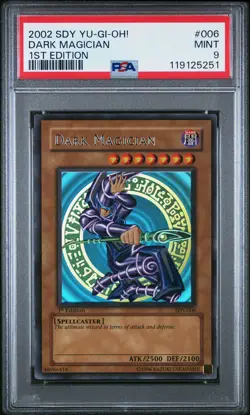 2002 YU-GI-OH! STARTER DECK: YUGI 1ST ED #006 DARK MAGICIAN PSA 9 - Image 1