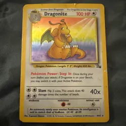Pokemon TCG Dragonite Fossil Set 4/62 Holo HP - Image 1