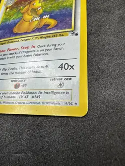 Pokemon TCG Dragonite Fossil 4/62 Holo Unlimited Rare 1999 WOTC Vintage HP - Image 5
