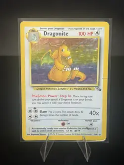 Dragonite 4/62 Pokemon Fossil Holo Rare Unlimted 1999 Damaged HP Heavily Played - Image 1
