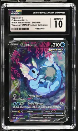 2021 Pokemon Black Star Promos Vaporeon V #SWSH181 Full Art CGC 10 - Image 1