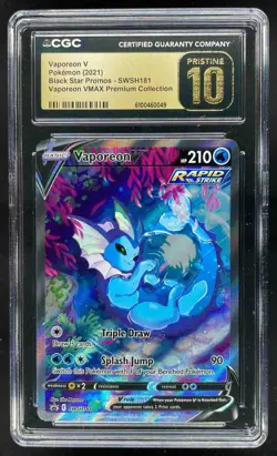 2021 Pokemon SW&SH Black Star Promos Vaporeon V CGC 10 Pristine #SWSH181 - Image 1