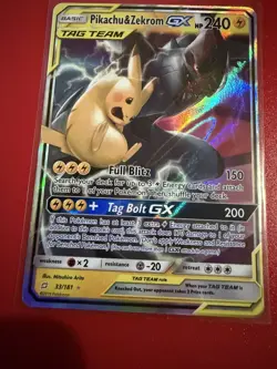 Pokemon TCG Team Up Sun and Moon Pikachu & Zekrom GX 33/181 Ultra Rare Card - Image 1