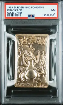 1999 BURGER KING POKEMON GOLD CARDS CHARIZARD PSA 7 - Image 1