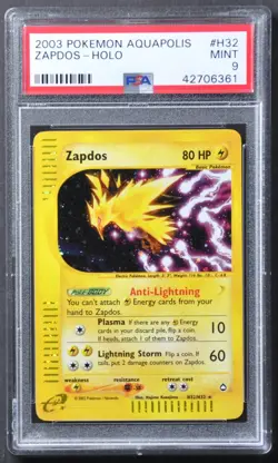 Pokemon Zapdos H32/H32 Aquapolis PERFECT HOLO PSA 9 - Image 2