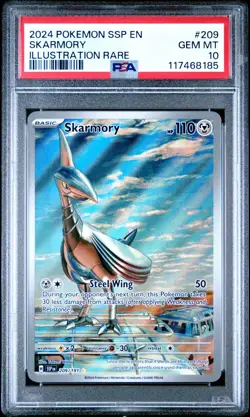 2024 Pokemon SV Surging Sparks Skarmory Illustration Rare #209 PSA 10 - Image 1